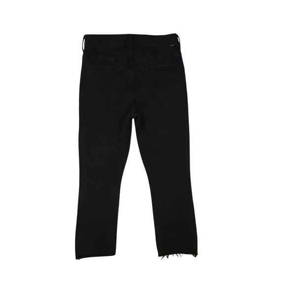 Women 30 Mother Denim Insider Crop Step Fray Not Guilty Black Jeans Pants - Picture 4 of 8